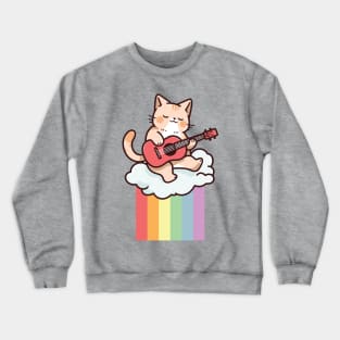 Rainbow Cat Ukulele on Clouds - It's Gonna Be Uke Crewneck Sweatshirt